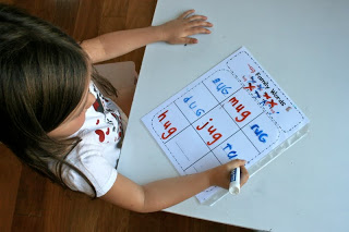 Tic-Tac-Toe Word Families in use! Kids will have tons of FUN playing ABC Tic-Tac-Toe while learning too!