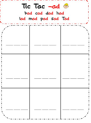 Tic-Tac-Toe Word Families Kids will have tons of FUN playing ABC Tic-Tac-Toe while learning too!