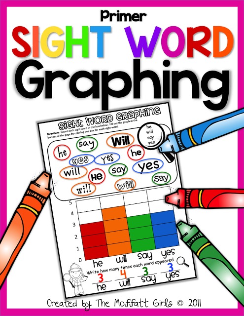 Primer Sight Word Graphing! This download includes graphs that cover all 52 Dolch Primer Sight Words and is designed to actively engage children in the learning process for Kindergarten Students!