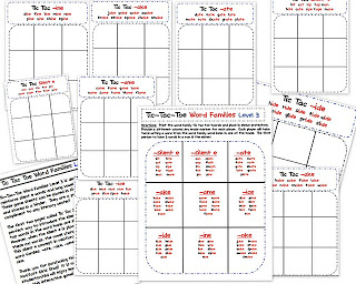 Tic-Tac-Toe Word Families Level 3! Tic-Tac-Toe Word Families Level 3 is designed to reinforce silent e words and long vowel word families.