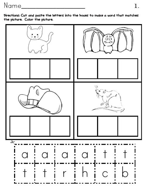 CVC Packet! The CVC Color, Cut and Paste worksheets help Pre-K, Kindergarten and 1st Grade students to isolate each individual sound in the simple CVC word families, which will promote early phonics skills.