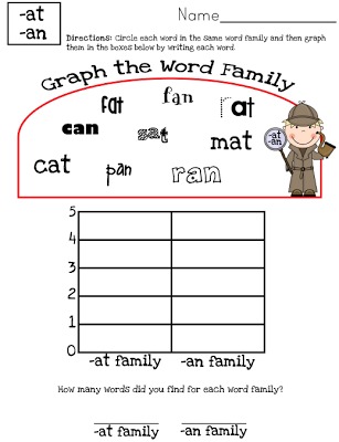 Word Family Graphing! Word Family Graphing is designed to incorporate many skills into one activity, while making learning fun and exciting for Pre-K, Kindergarten and 1st Graders!