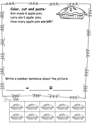 Fall Math Word Problems! The Fall Word Problem pack is great for Kindergarten and 1st Grade students who are beginning to master the whole word problem concept.