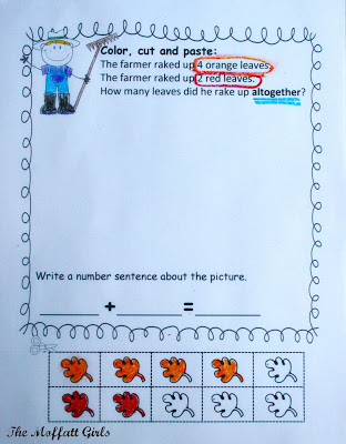 Fall Math Word Problems! The Fall Word Problem pack is great for Kindergarten and 1st Grade students who are beginning to master the whole word problem concept.
