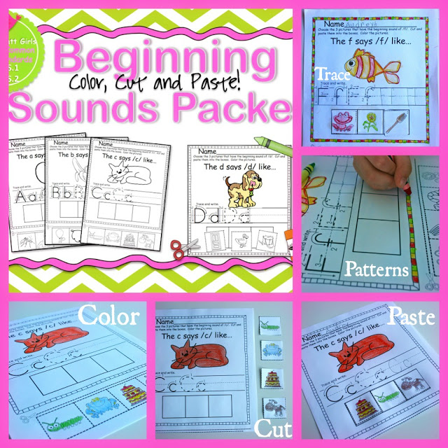 Beginning Sounds (Color, Cut and Paste!) Beginning Sounds (Color, Cut and Paste!) is a great way for Kindergarteners to daily practice so many different skills.