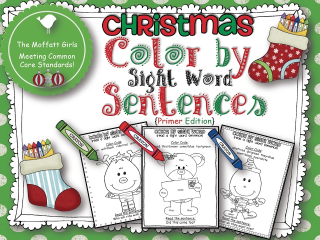Christmas Color by Sight Word Sentences! A FUN way to practice sight words! 2 Months of word problems only $4.00!