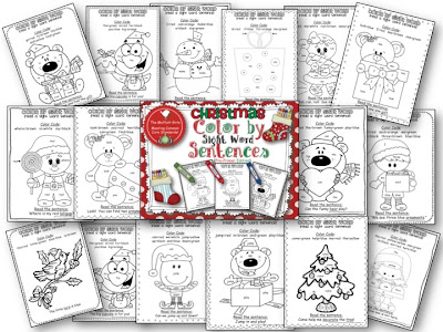 Christmas Color by Sight Word Sentences! A FUN way to practice sight words! 2 Months of word problems only $4.00!