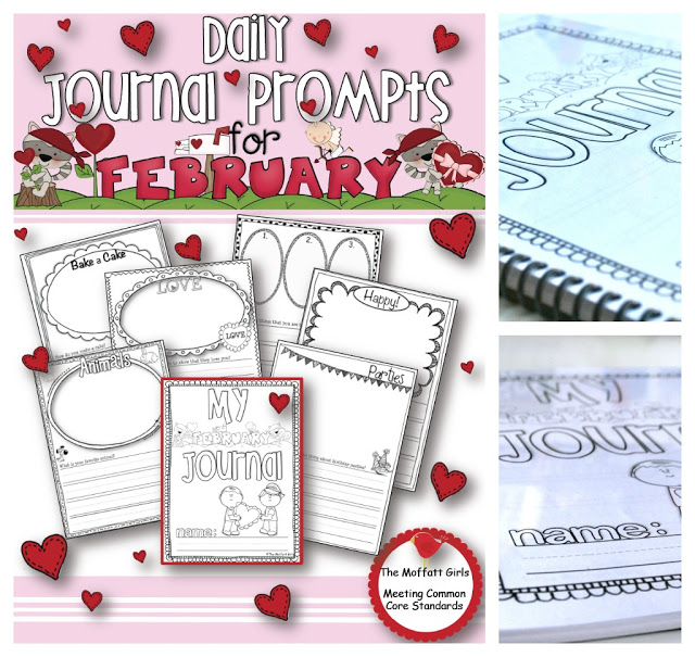 CUTE Daily Journal Prompts for February! Daily journal prompts for February are great way to give students an opportunity to practice many skills such as grammar, spelling, and writing, all while providing a creative outlet for writing!