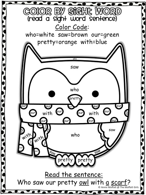 Winter Color by Sight Word Sentences is a FUN way for Pre-K, Kindergarten and 1st Grade students to practice ALL of the Primer Sight Words on the Dolch list!