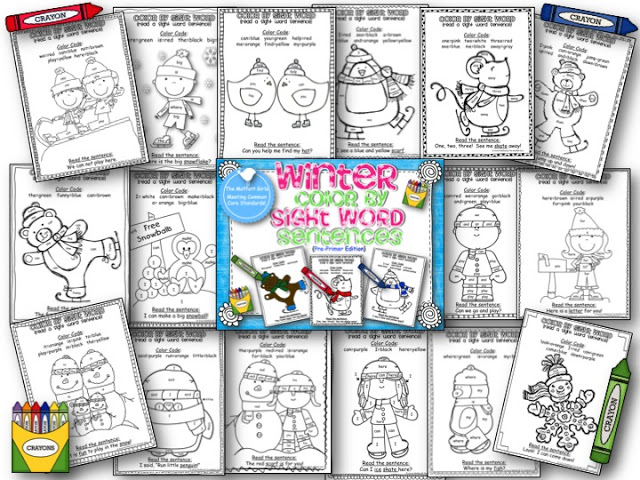 Color by Sight Words! A FUN way to learning sight words and read them in context! Winter Color by Sight Word Sentences (Pre-Primer)