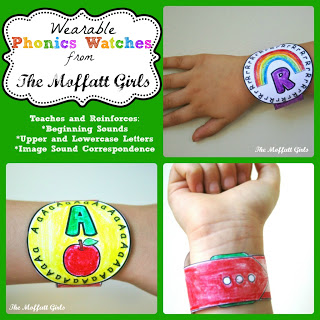 Phonics Watches These wearable Phonics watches teach and reinforce beginning sounds, upper and lowercase letters as well as image sound correspondence for Preschool students!