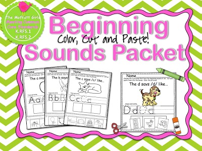 The Moffatt Girls Beginning Sounds Packet! Beginning Sounds Packet (Color, Cut and Paste)