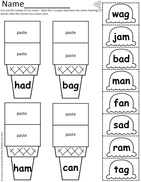 CVC Scoops are a super fun and hands-on way to practice 25 different simple CVC word families! Kids get to color, cut and paste the correct CVC rhyming ice-cream scoop onto the correct ice-cream cone! 