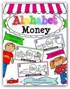 The Moffatt Girls Alphabet Money! Alphabet Money is a FUN way for kids to learn upper and lowercase letters, letter sounds and beginning sounds!