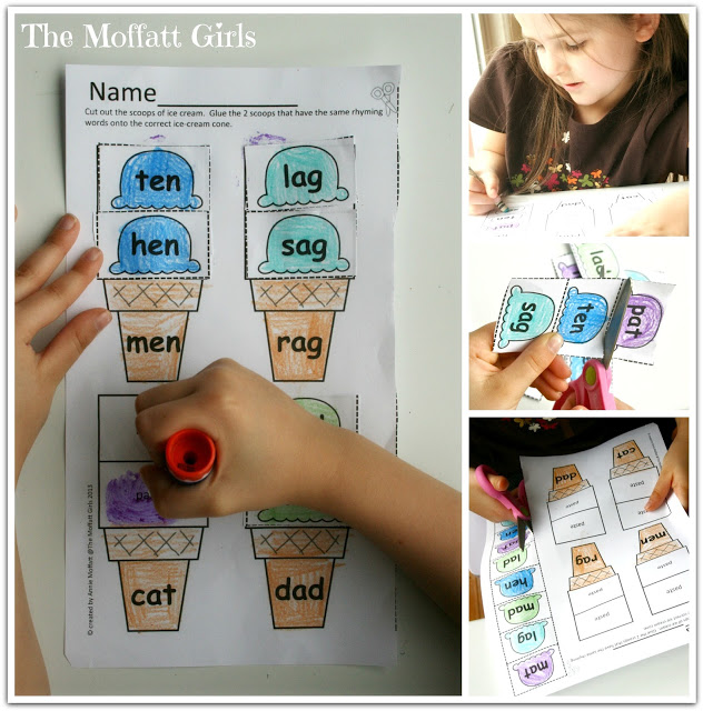 CVC Scoops are a super fun and hands-on way to practice 25 different simple CVC word families! Kids get to color, cut and paste the correct CVC rhyming ice-cream scoop onto the correct ice-cream cone! 