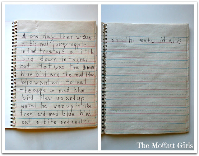 Beginning writing sample from the Moffatt Girls! Journal Prompts for March are a great way to get students to write every single day, helping motivate students to write!