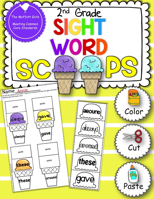 Sight Word Scoops are a FUN and hands-on way to master and reinforce ALL of the Dolch 2nd grade sight words!