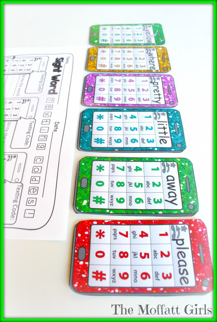 The Sight Word Texting Codes are a SUPER fun way to practice all of the Pre-Primer, Primer and First Grade Sight Words on the Dolch list by searching for the number codes in each letter of a sight word, allowing kids to learn how to spell their sight words!