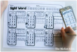 The Sight Word Texting Codes are a SUPER fun way to practice all of the Pre-Primer, Primer and First Grade Sight Words on the Dolch list by searching for the number codes in each letter of a sight word, allowing kids to learn how to spell their sight words!