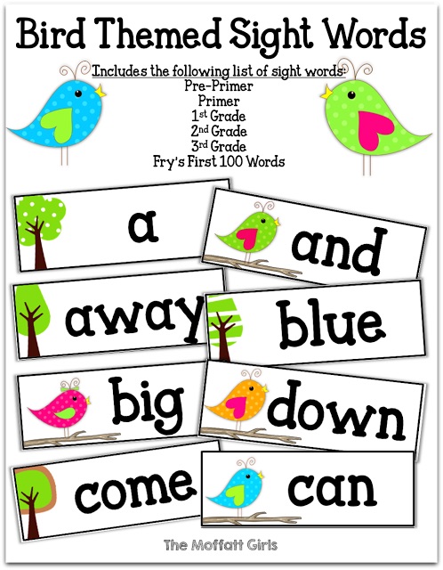 Bird Themed Sight Words Bird Themed Sight Words