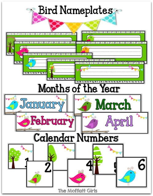Bird Nameplates, Months of the Year and Calendar Numbers! Bird Nameplates, Months of the Year and Calendar Numbers!