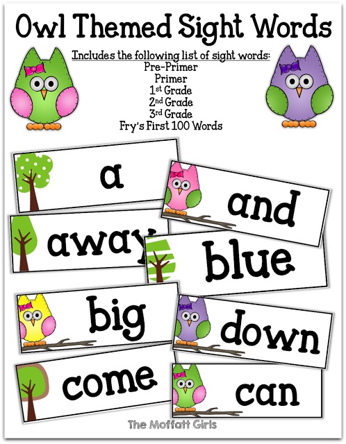Owl Themed Sight Words! Owl Themed Sight Words!
