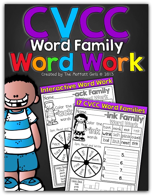 CVCC Word Family Word Work! CVCC Word Family Word work is a FUN, hands-on approach to learning and practicing CVCC word families for Kindergarten and 1st Graders!
