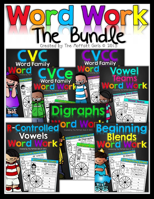 Word Work at its BEST! Our Word Work Packets engage beginning or struggling readers in the learning of word families, long vowels or blends, allowing them to interact in a hands-on way all while having fun!