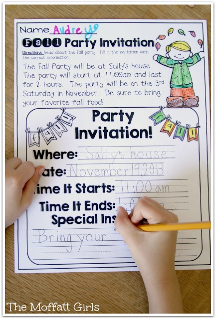 Fall Math and Literacy Packet (1st Grade) in action! Teach addition, subtraction, sight words, phonics, grammar, handwriting and so much more with the Fall NO PREP Packet for First Grade!