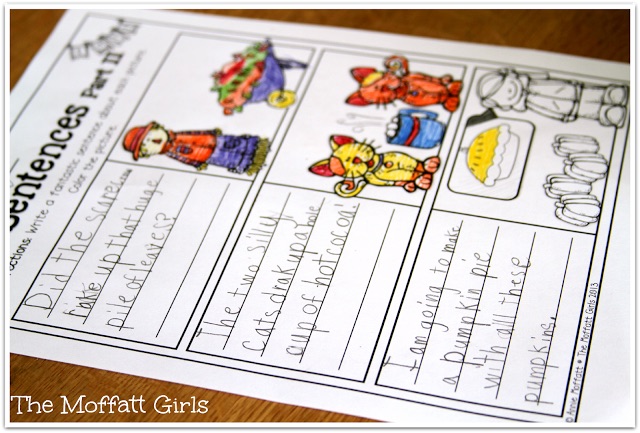 Fall Math and Literacy Packet (1st Grade) in action! Teach addition, subtraction, sight words, phonics, grammar, handwriting and so much more with the Fall NO PREP Packet for First Grade!
