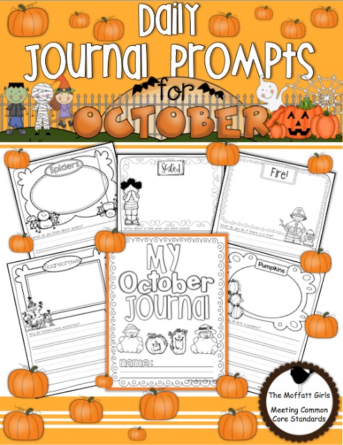 Daily Journal Prompts for October! These ADORABLE NO PREP journaling prompts for the month of October will help motivate students to write!
