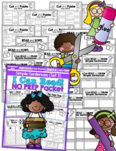 I Can Read Simple Sentences NO PREP (Set 3) allows beginning or struggling readers to build confidence and reinforce fun into reading basic sentences!