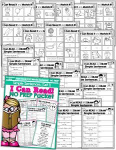 I Can Read Simple Sentences NO PREP (Set 1) allows beginning or struggling readers to build confidence and reinforce fun into reading basic sentences!