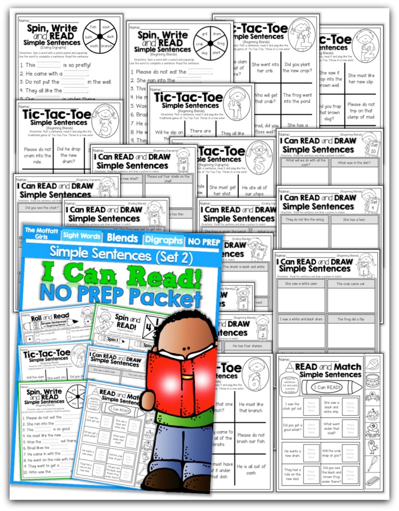 I Can Read Simple Sentences NO PREP (Set 2) allows beginning or struggling readers to build confidence and reinforce fun into reading basic sentences!