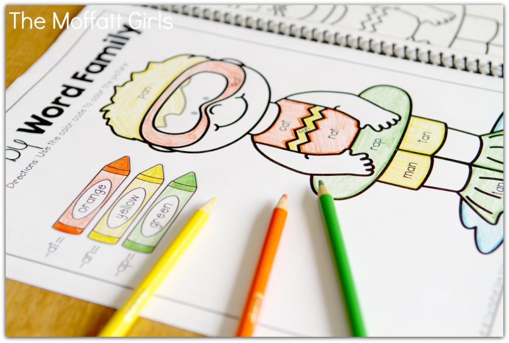 Color by Word Family (Summer Edition)! This Color by Word Family (Summer Edition) packet is a FUN way to allows students to COLOR and RECORD 60 DIFFERENT word families, ranging from simple CVC words but also includes blends, digraphs and more complex word families and use the word families, to WRITE SENTENCES!