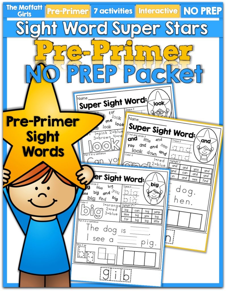 This Sight Word Super Stars NO PREP Packet is both EFFECTIVE and FUN for Preschool students as they learn to read and master sight words! 
