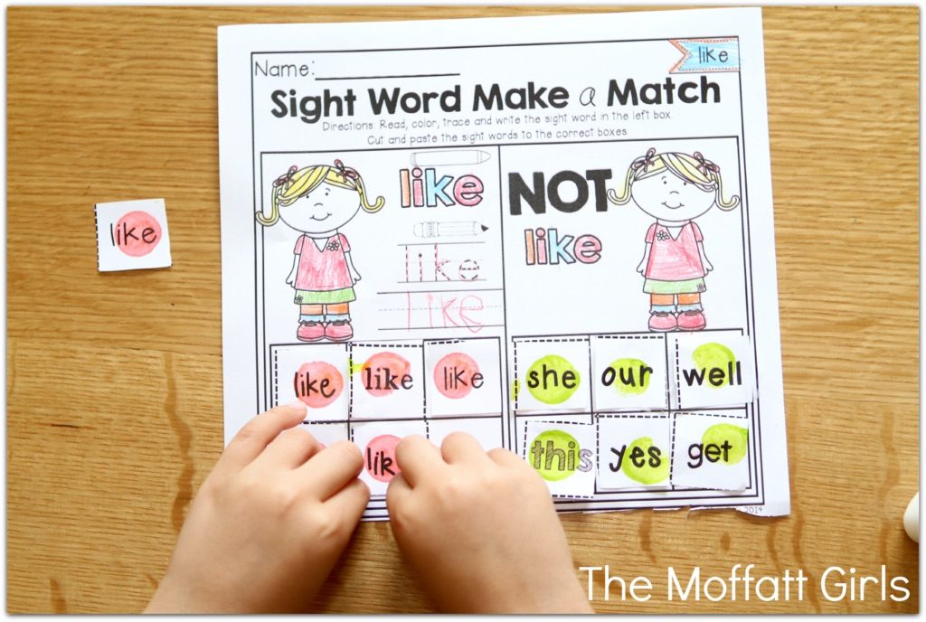 Our Sight Word Make a Match packets allow a beginning or struggling reader master tricky sight words, for Preschool-1st Grade!