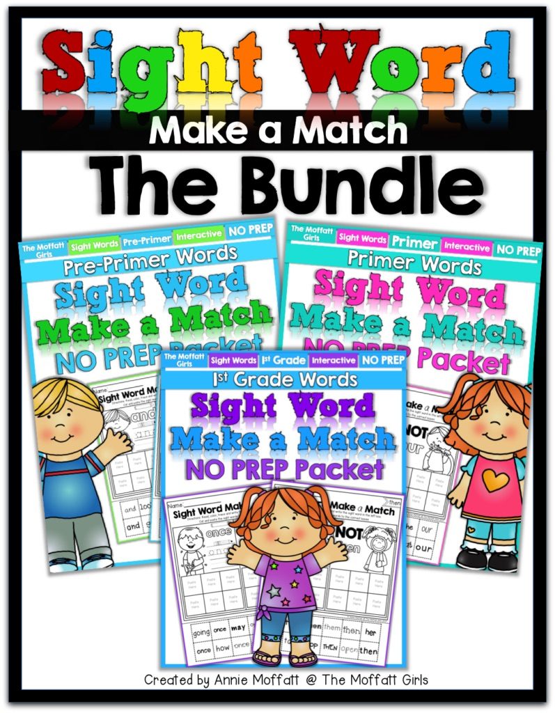 Our Sight Word Make a Match packets allow a beginning or struggling reader master tricky sight words, for Preschool-1st Grade!
