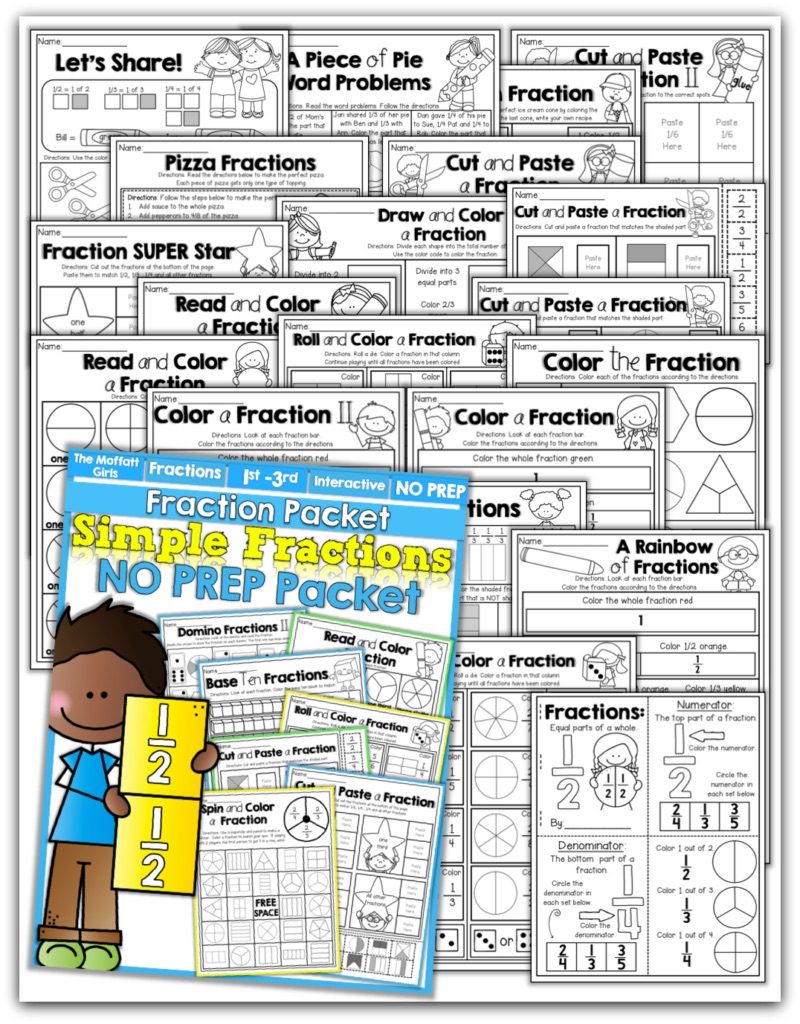 Teaching Simple Fractions! This Simple Fractions NO PREP Packet is FILLED with engaging activities to help 1st-3rd graders master simple fractions!
