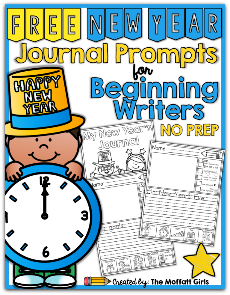 FREE New Year Journal Prompts for Beginning and/or Struggling Writers!