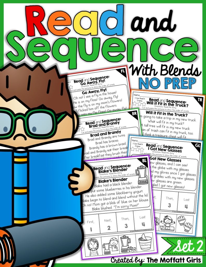 Read and Sequence with Blends NO PREP! The Read and Sequence NO PREP packet is specifically designed to help beginning and or struggling readers build CONFIDENCE, FLUENCY and reading COMPREHENSION with blends!