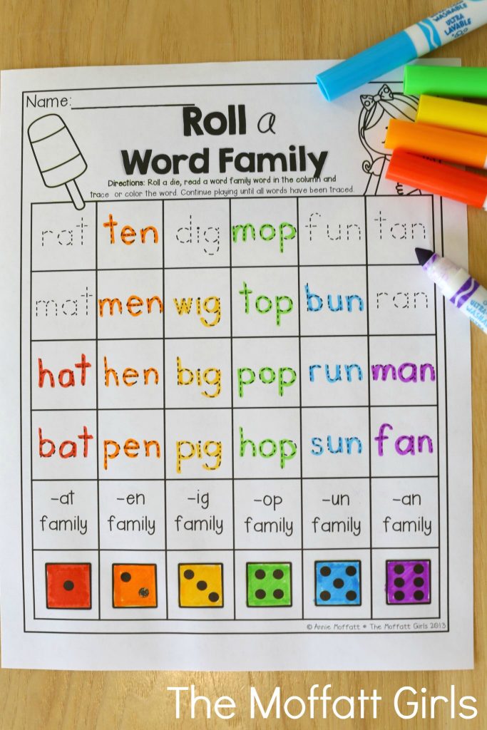 Summer Review NO PREP Kindergarten! Roll a Word Family (for beginning readers)- Avoid the Summer Slide! Help your students stay on track during summer break with these FUN activities! Perfect for Kindergarten going into 1st Grade!