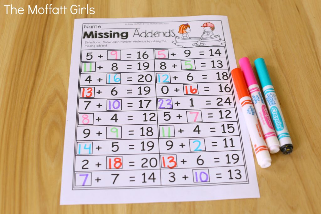 Summer Review NO PREP 1st Grade! Missing Addends (addition up to 20)- Avoid the Summer Slide! Help your students stay on track during summer break with these FUN activities! Perfect for 1st Grade going into 2nd Grade!