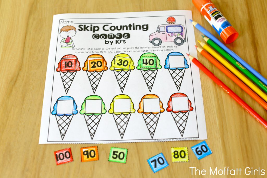 Summer Review NO PREP Kindergarten! Skip Counting Cones by 10's- Avoid the Summer Slide! Help your students stay on track during summer break with these FUN activities! Perfect for Kindergarten going into 1st Grade!