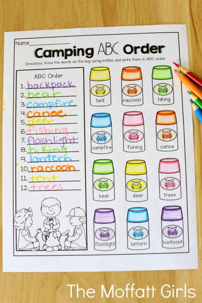 Summer Review NO PREP 2nd Grade in action! Camping ABC Order (alphabetizing to the 2nd letter)- Avoid the Summer Slide! Help your students stay on track during summer break with these FUN activities! Perfect for 2nd Grade going into 3rd Grade!