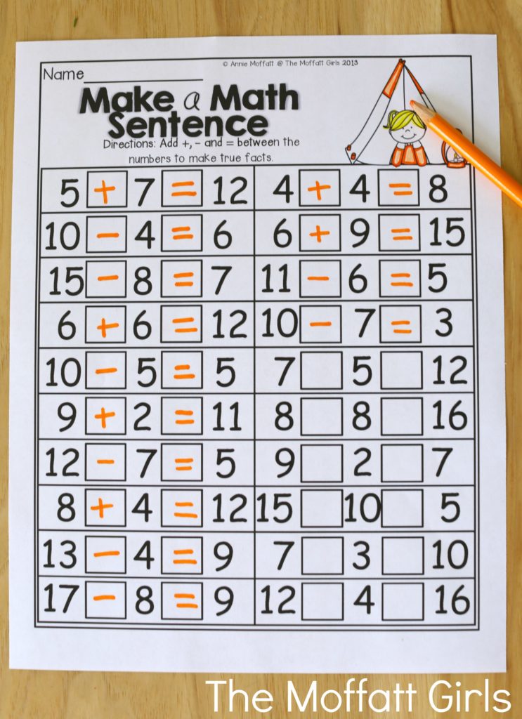 Summer Review NO PREP 1st Grade in action! Make a Math Sentence- Avoid the Summer Slide! Help your students stay on track during summer break with these FUN activities! Perfect for 1st Grade going into 2nd Grade!