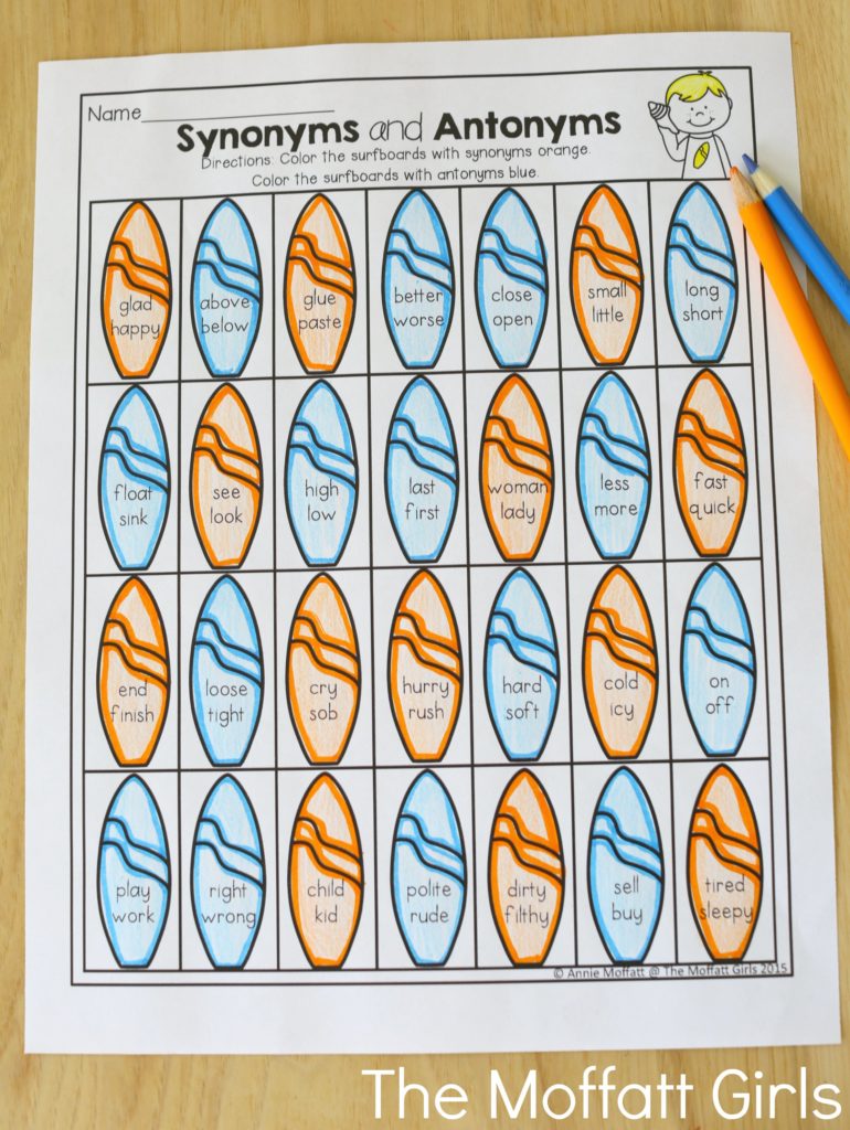 Summer Review NO PREP 2nd Grade in action! Synonyms and Antonyms- Avoid the Summer Slide! Help your students stay on track during summer break with these FUN activities! Perfect for 2nd Grade going into 3rd Grade!