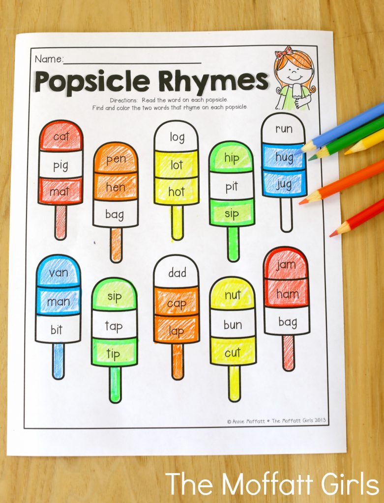 Summer Review NO PREP Kindergarten! Popsicle Rhymes (for beginning readers)- Avoid the Summer Slide! Help your students stay on track during summer break with these FUN activities! Perfect for Kindergarten going into 1st Grade!