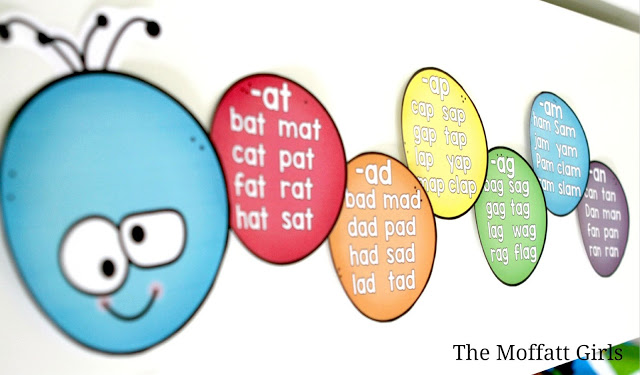 This Word Family Caterpillar is a GREAT way to teach CVC word families to beginning and struggling readers. Decorate the room as students learn each word family!
