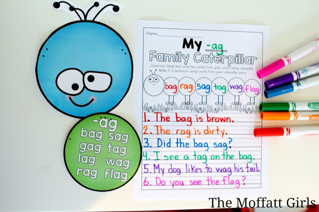 This Word Family Caterpillar is a GREAT way to teach phonics word families to beginning and struggling readers. Decorate the room as students learn each word family!